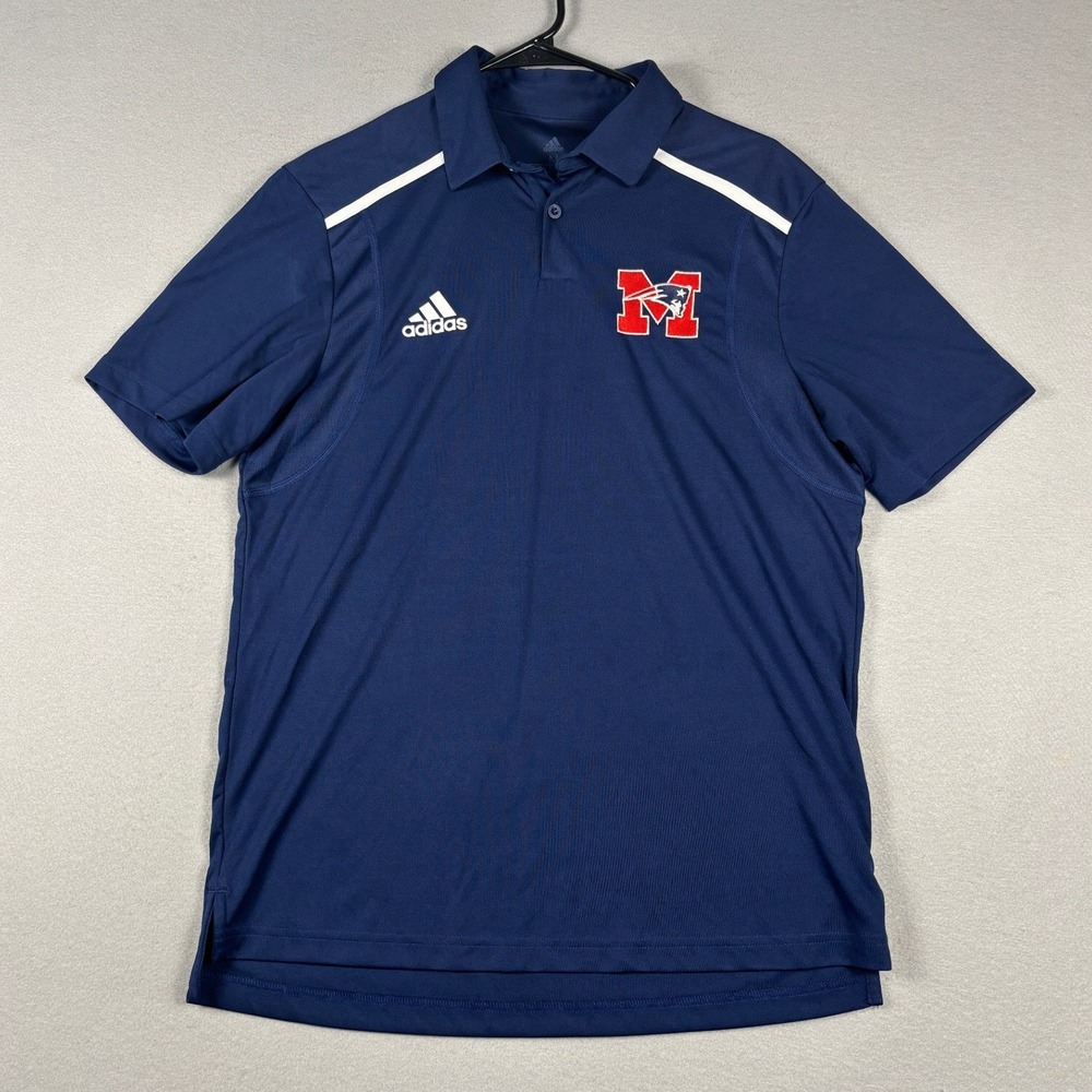 Adidas Patriots Logo AeroReady Polo Shirt Size Medium Navy Blue